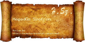 Hegedűs Szofron névjegykártya